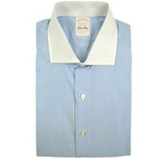 New 3864-2 Brooks Brothers Mens Golden Fleece Blue Striped Dress Shirt 16.5 33" $195