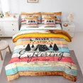 thumbnail image 1 of YST Ensemble de Douillette 7 Pcs Format Double, Ensemble de Lit pour Enfants « Never Stop Exploring » avec Drap Plat et Drap-Housse, Ensemble de Literie Rétro en Bois Style Ferme Vintage avec Taies d'Oreiller et Housses de Coussin Décoratif, 1 of 5