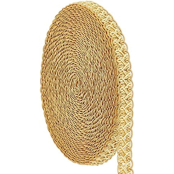 12m 13 Yards Golden Gimp Braid Trim 15mm 0.6 inch Decorative Woven Braid Trim Sewing Centipede Lace Ribbon