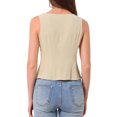 thumbnail image 3 of INSPIRE CHIC Women's Asymmetrical Sleeveless Tank Top Button Down Lightweight Summer Top Light Khaki M, 3 of 6