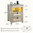 thumbnail image 2 of Night Stand with Gun Drawer, Bedside Table with Charging Station & LED Light, Gun Nightstand for Bedroom Living Room, Rustic Grey, 2 of 7