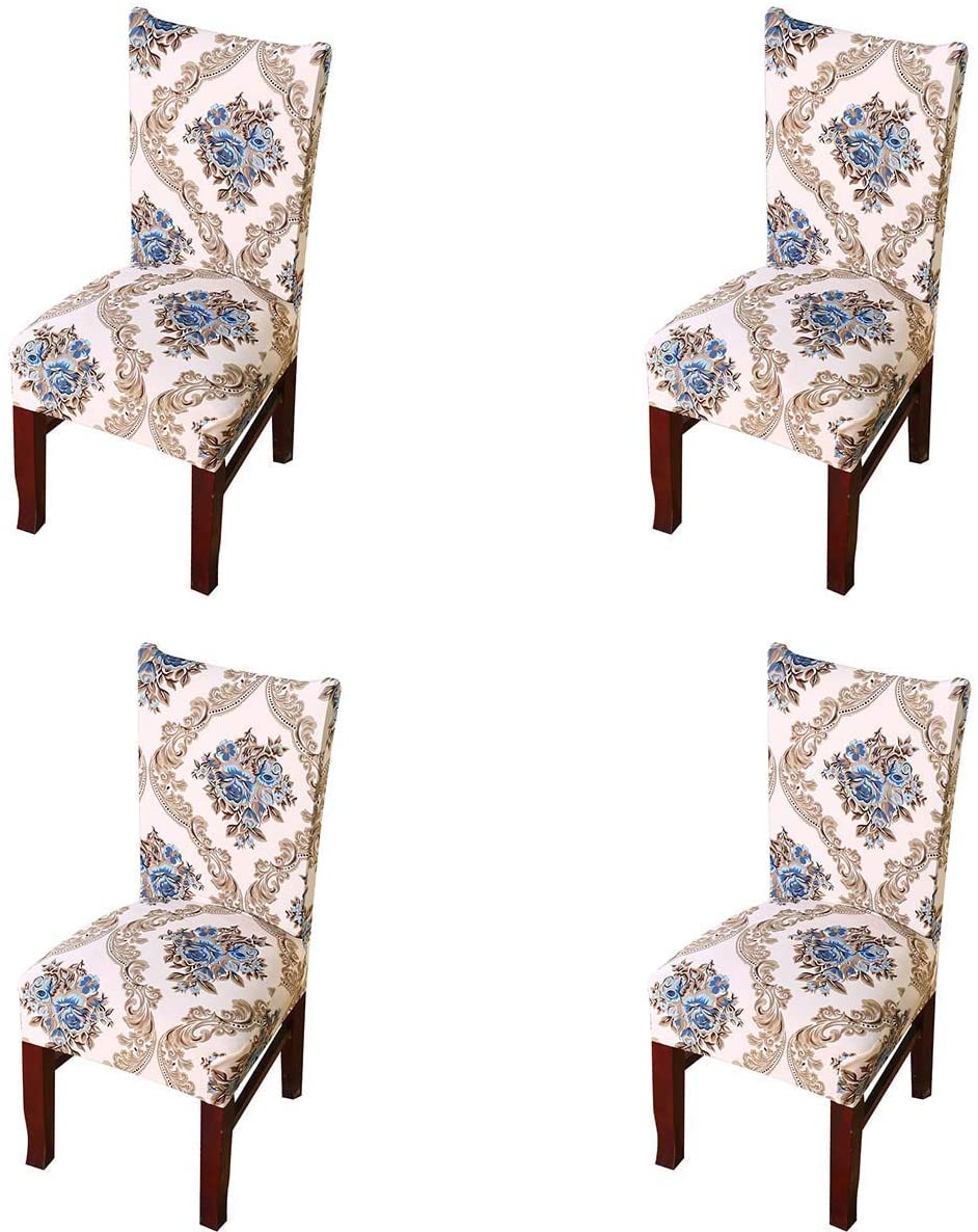 Stretch Dining Room Chair Slipcovers Spandex Fabric Removable Washable Chair Protector Cover for Dining Room, Hotel, Ceremony, Wedding, Party (Bb, 4 Per Set)