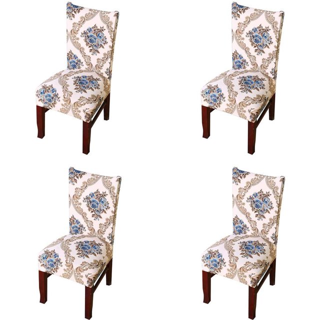 Stretch Dining Room Chair Slipcovers Spandex Fabric Removable Washable Chair Protector Cover for Dining Room, Hotel, Ceremony, Wedding, Party (Bb, 4 Per Set)