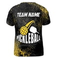 thumbnail image 3 of Custom Name Pickleball Team Black Yellow Fireball Dots Men's T-shirt S-5XL, 3 of 4