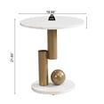 thumbnail image 4 of GZXS Nesting Coffee Table Set of 2, 47.24" Oval Center Tea Table and 19.69" Round Side Nightstand Set w/ White Faux Marble Top and Gold Metal Frame, Living Room Accent Furniture, 4 of 8