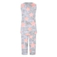 thumbnail image 5 of aohooy Womens 2 Piece Capri Outfits Summer Sleeveless Tank Tops Crop Pants with Pocket Stars Print Pajamas Set Loungewear Suit 2025 Pink,XXL, 5 of 5