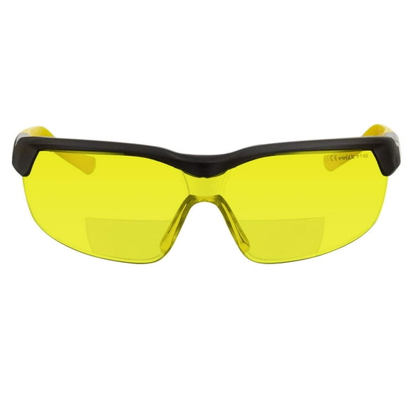 voltX GT Adjustable Bifocal Reading Safety Glasses (Yellow Lens +1.5), ANSI Z87.1+ & CE EN166FT, Anti Fog Coated, UV400 Lens, Scratch Resistant, Tilt & Length Adjustable earstems, Clip on Safety Cord