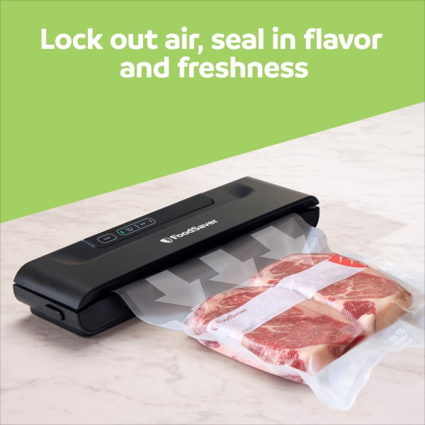 FoodSaver Seal & Save Vacuum Sealer Machine, Starter Kit with Bags, Compact Food Vacuum Sealer for Pantry, Freezer, Meal Prep & Sous Vide, Pulse Setting for Delicate Foods, Black