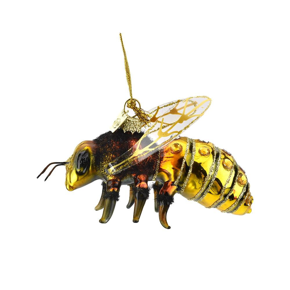 Honey Bee Glass Ornament, 33/4Inch