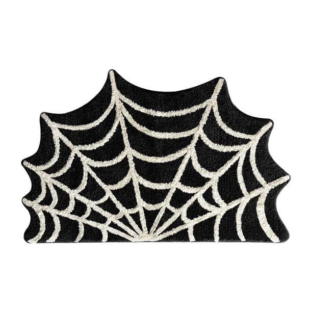 Alfombra de Halloween con diseño de telaraña para baño, decoración decorativa, cómoda alfombra gótica para el suelo 60 cm x 90 cm x 2 cm