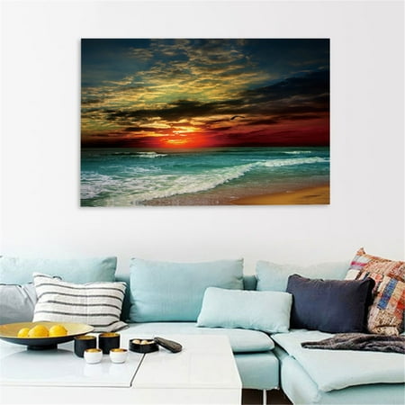 Meigar Seascape Beach Picture Framed Painting Canvas Print Modern Wall Art For Bedroom Home Office  Living Room