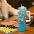 thumbnail image 6 of Lsque Seashells And Fishing Net On Blue Wooden Table Pattern 40 OZ Ice Bully Cup with Handle and Straw, Double Wall Stainless Steel Tumbler Travel Coffee Cup with Lid for Christmas Present, 6 of 8