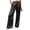 Black, variant on Women's Summer Satin Pants, Solid Color Loose Straight Leg, Button & Elastic Waist, Casual Long Trousers with Pockets Khaki XL