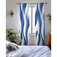 thumbnail image 3 of Blue White Moire Sheer Curtains 84 Inch Length 2 Panels Set for Living Room/Bedroom, Modern Abstract Art Kitchen Curtains with Grommet Semi-Sheer Curtains Drapes Voile Window Treatments 52"x84"x2, 3 of 7