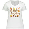 thumbnail image 3 of Inktastic Happy Thanksgiving Fall Leaves in Autumn Colors Women's Plus Size T-Shirt, 3 of 5
