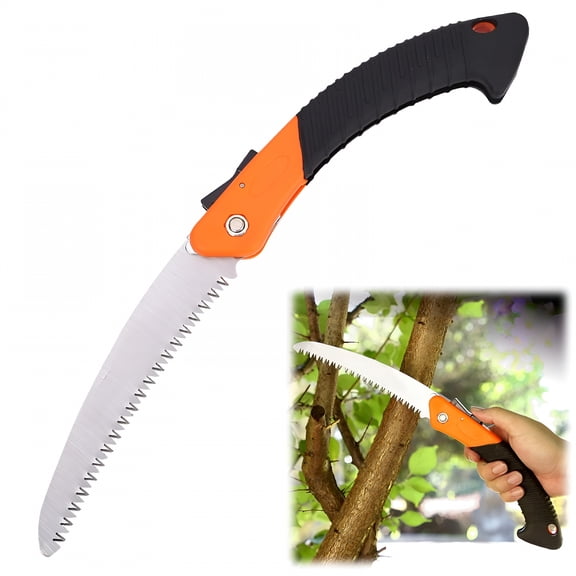 EXLEAF Folding Hand Pruning Saw,Camping Saw Curved Blade with Triple Cut Teeth for Tree Felling,Camping and Gardening,Pruning Saw,Camping Saw,Orange,1Pc