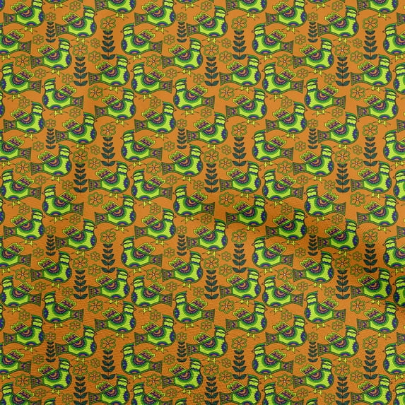 oneOone Cotton Poplin Twill Dark Mustard Fabric Kalamkari Fabric For Sewing Printed Craft Fabric By The Yard 56 Inch Wide