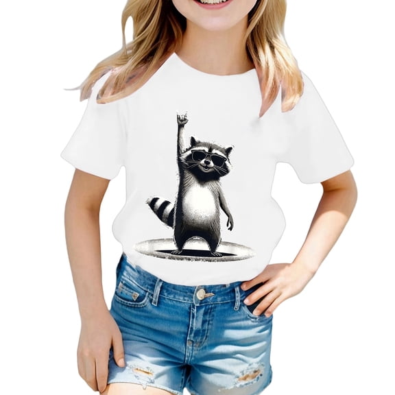 Tisuna Dinosaur Print Summer Tees For Child Girls Boys Short Sleeve Crew Neck Casual Tops Cute Lightweight Kids Pullover Clothes White Size 3-4 Years