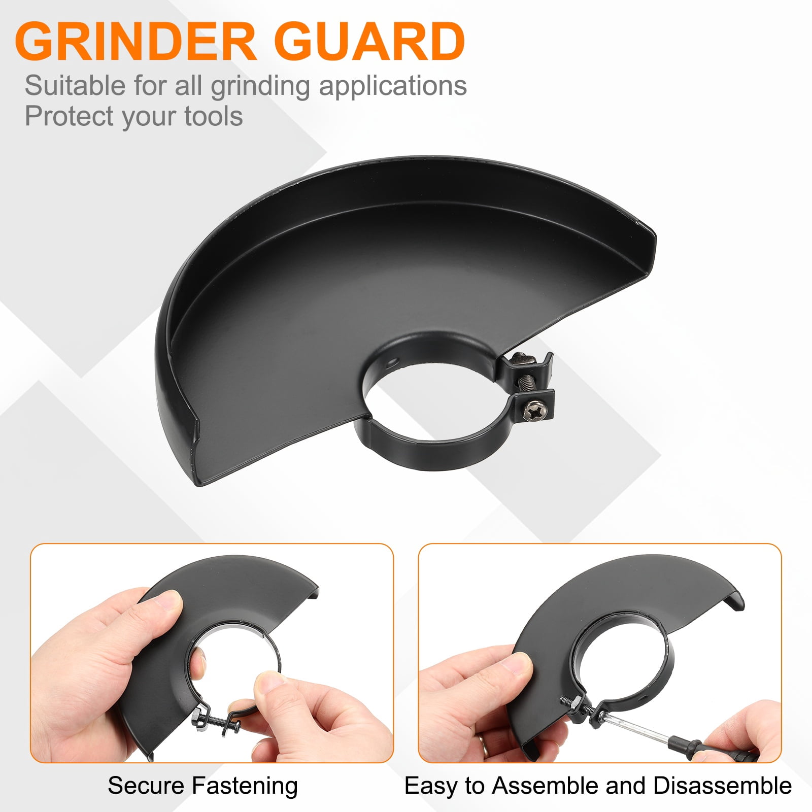 Uxcell Angle Grinder Guard 6" (160mm) 1.69" Dia, 2Pcs Metal Adjustable Angle Grinder Safety Guard Wheel Disc Blades Protective Cover Shield Replacement, Black