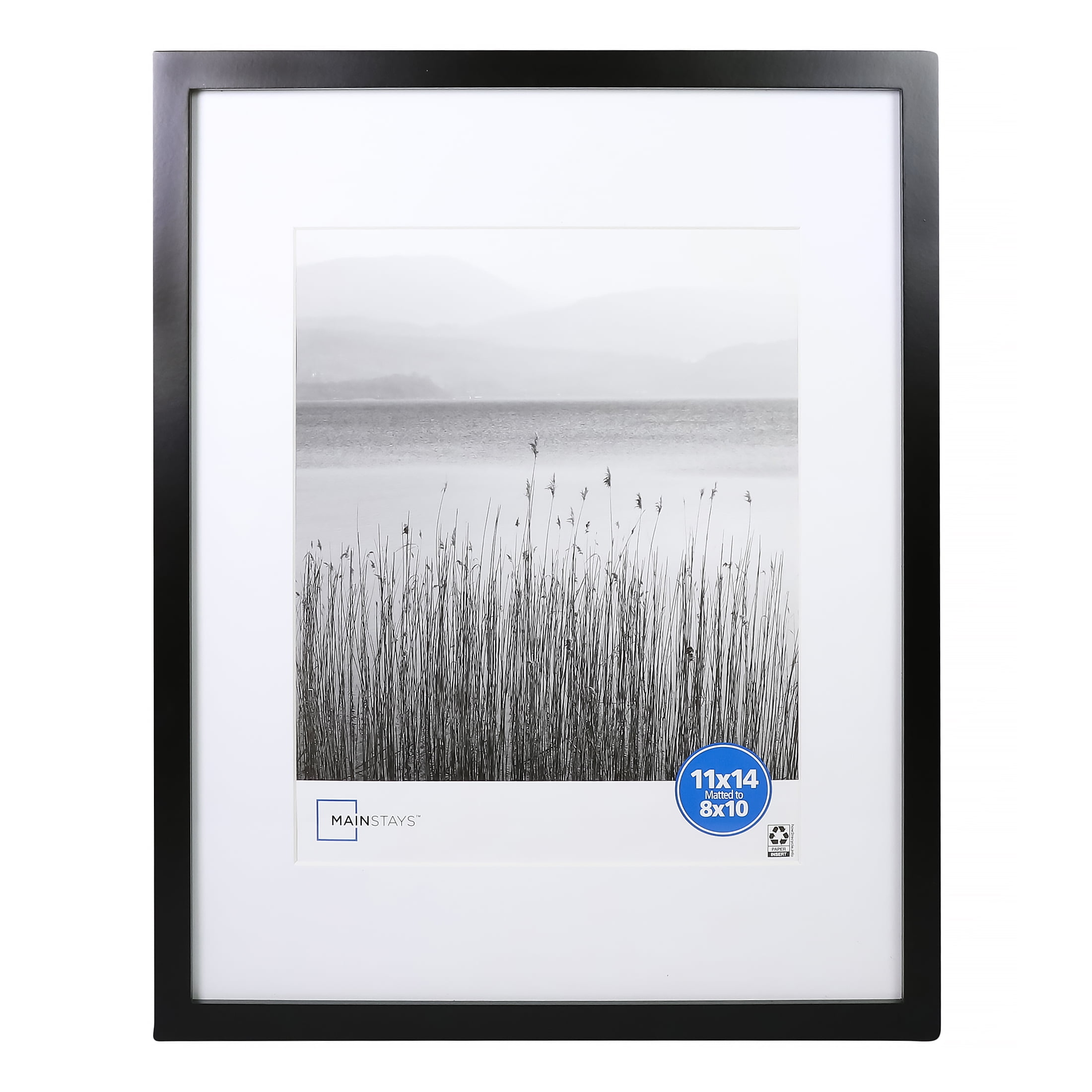 Mainstays 11x14 Matted to 8x10 Linear Gallery Wall Picture Frame, Black, Set of 4