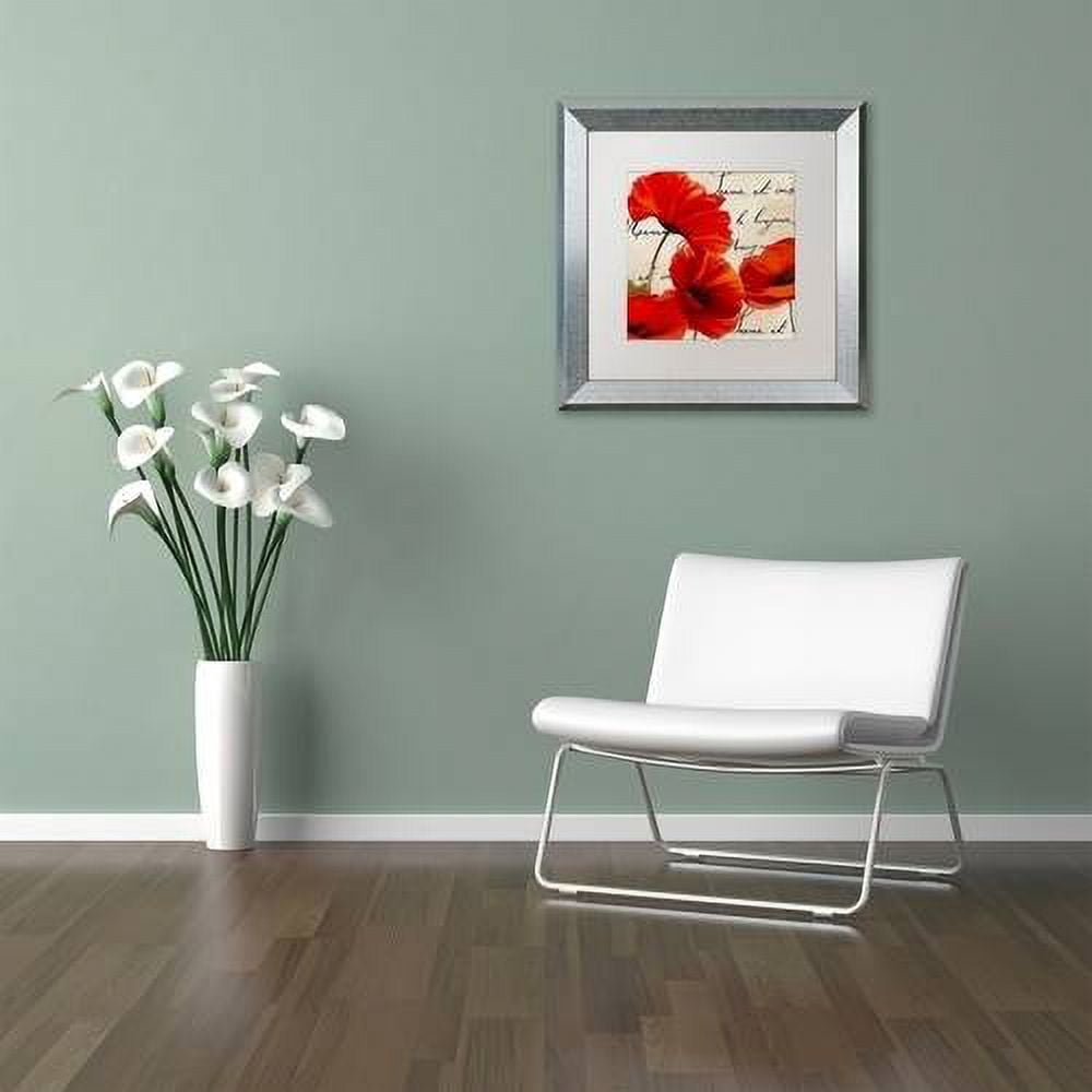 Trademark Fine Art "Coquelicots Rouge I" Canvas Art by Color Bakery White Matte, Silver Frame