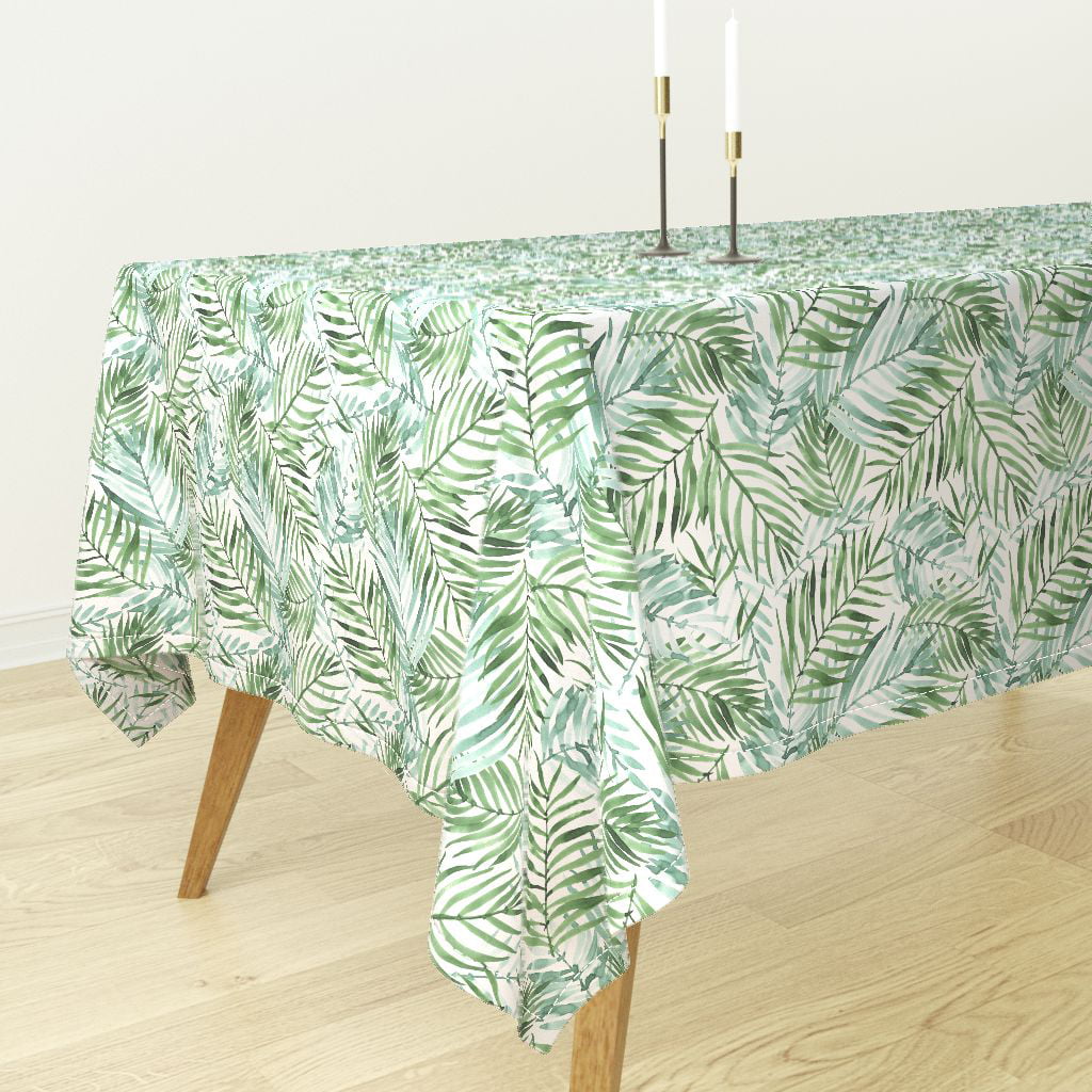 Tablecloth Watercolor Tropical Palm Leaf Green Jungle Exotic Plant ...