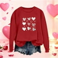thumbnail image 1 of Xuyuer Valentine's Day Heart Print - Women's Loose Round Neck Long Sleeve Top for Casual Lover Themed Outfits, Cozy Seasonal Wear, Couple Matching Style & Romantic Gift Holiday Apparell, 1 of 5