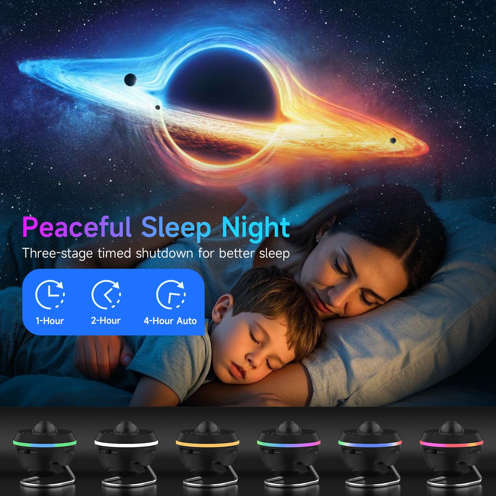 Planetarium Galaxy Projector for Bedroom, 4K 13 in 1 HD Star Projector for Adults & Kids, Timer Adjustable Night Light with Meteor Milky Way Knob , Space Lamp Room Decor for Teens,Black
