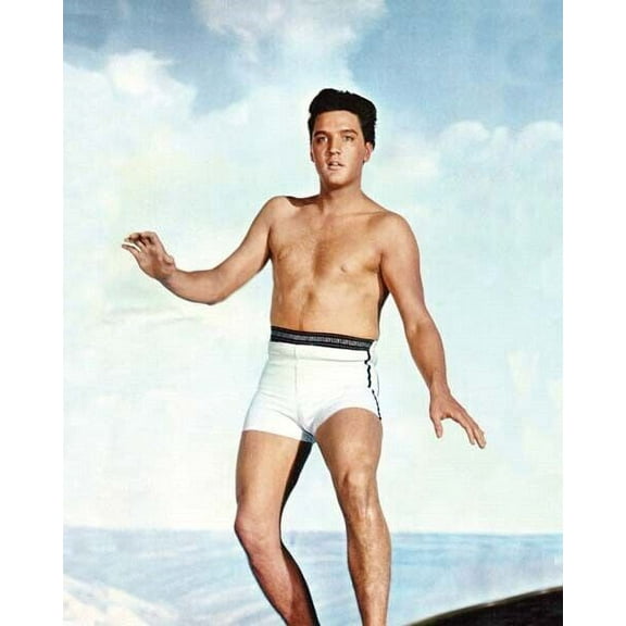Elvis Presley in swim trunks on surfboard as Chad 1961 Blue Hawaii 4x6 photo