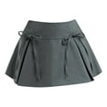 thumbnail image 4 of MIXUE Skirts For Women Summer Solid Color Bow Low Waist Mini Tennis Skirt Activewear,Gray,XL, 4 of 5