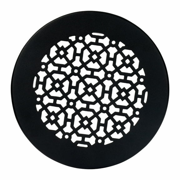 Achtek 8" Duct Opening Solid Cast Aluminum Round Grille ( 10" Round Overall) | Powder Coated Black - Without holes for Floor
