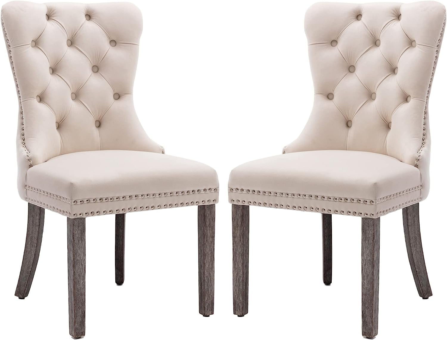Velvet Dining Chairs Set of 2, Upholstered Highend Tufted Dining Room