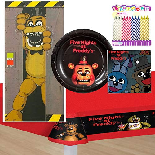 Five Nights at Freddies Party Supplies Pack Serves 16 Bundle for 16 Plates and Napkins with Birthday Candles