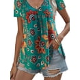 thumbnail image 4 of FASHIONWT Women Chic Floral Crewneck Summer Short Sleeve T-Shirts, 4 of 4