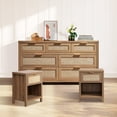 thumbnail image 4 of SICOTAS 3-Piece Rattan Dresser & Nightstand Set - Oak 7-Drawer Dresser (56.88") & 2 Nightstands, Boho Bedroom Furniture Set with Storage, 4 of 12