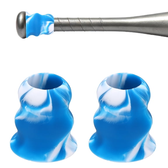 Uxcell Bat Taper, Bat Knob Taper Softball Grip Silicone Non-slip Ergonomic Enhanced Grip Easy Installation 2Pcs & Blue-White - Fit for (Most Softball Bats/Baseball)