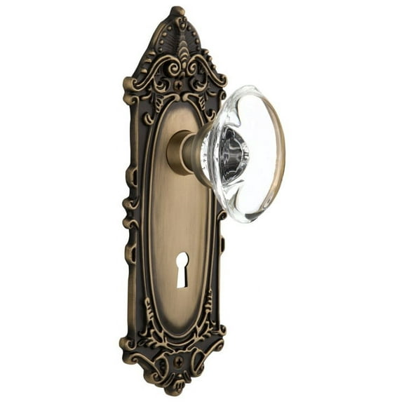 Nostalgic Warehouse Vicocc_Psg_238_Kh Oval Clear Crystal Solid Brass Passage Door Knob Set