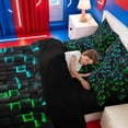thumbnail image 5 of meiyoeat Classic Geometric Checkered 7 Pieces Full Size Bedding Sets For Kids,Gradient Neon Blue Green Full Size Bed in a Bag For Boys,Black Reversible, 5 of 7
