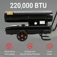 thumbnail image 5 of 220000 BTU Forced Air Kerosene Heater, Portable Diesel and Kerosene Space Heater with Thermostat Control, Torpedo Space Heater for Indoor and Outdoor, Workshops, Industrial, Jobsite, Garage, Black, 5 of 8
