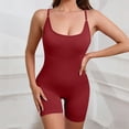thumbnail image 5 of Crunowin Women's Seamless Jumpsuit, Sleeveless Cross Strap Shapewear Workout Bodysuit Wine L, 5 of 7