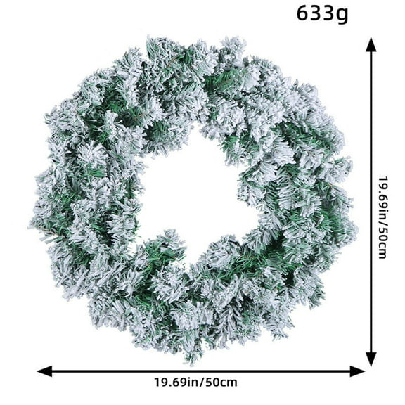 Titcea Christmas Decorations Indoor, Snow Covered Rattan Flocked Artificial Wreath, Winter Decor Outdoor, 20 Inch