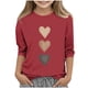 thumbnail image 1 of Blusas y camisas de cuello redondo y manga larga para niños, blusas/camisas de poliéster con estampado de corazones, mangas 3/4 y cuello redondo, elegantes e informales., 1 of 4