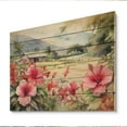 thumbnail image 2 of Designart "A Symphony of Pink and Green in Hibiscus Flowers II" Floral Print on Natural Pine Wood, 2 of 5