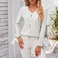 thumbnail image 6 of yunLCZ Ladies Blouse Everyday Low Price V Neck Long Sleeved T Shirt Loose Button Top Office casual blouse with leggings, 6 of 7