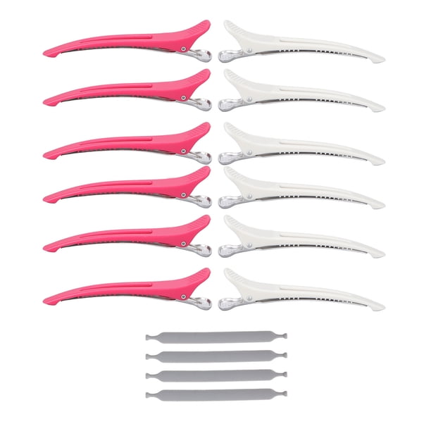 Pinzas para el cabello antideslizantes, 12 unidades/juego de pinzas para el cabello de pico de pato, pinzas para el cabello para seccionar pinzas para el cabello con banda de silicona, rendimiento sólido