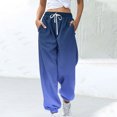 thumbnail image 2 of UYISJ Wide Leg Sweat Pants for Womens High Waisted Baggy Sweatpants Casual Drawstring Workout Pants with Pockets Blue XL, 2 of 5