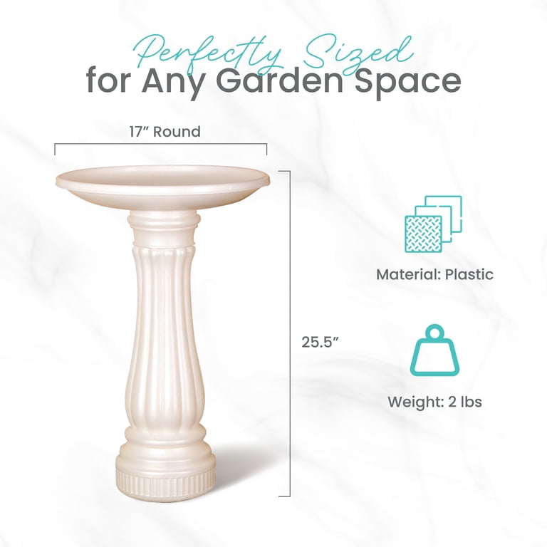 Union Products Round Bird Bath, White photo 3