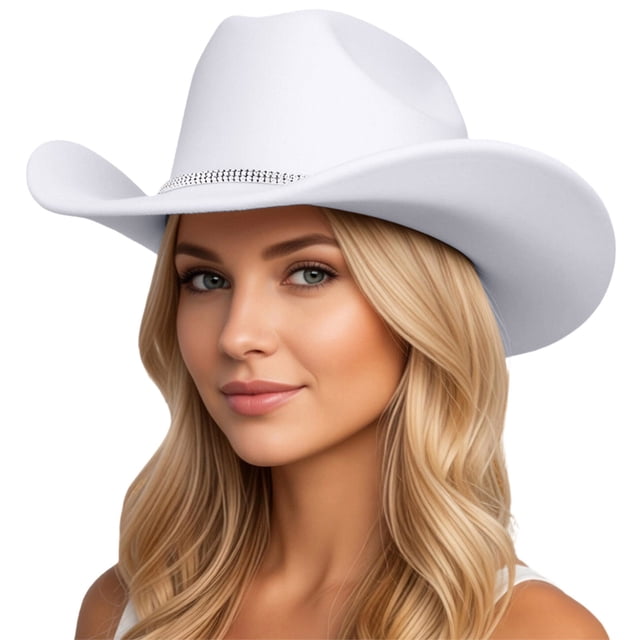 Sparkling Rhinestone Cowboy Hat Wide Brim Sun Travel Western Style Accessory for Casual Home Leisure