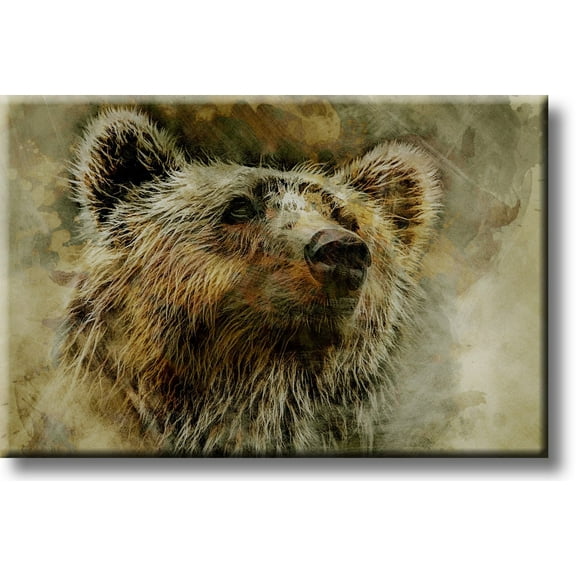 Grizzly Bear Picture on Stretched Canvas, Wall Art Decor, Ready to Hang
