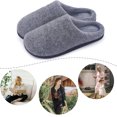 thumbnail image 6 of Memory Foam Slippers for Women and Men Soft Warm House Shoes Indoor/Outdoor Anti-skid Sole, Felt-Grey 38/39, 6 of 7